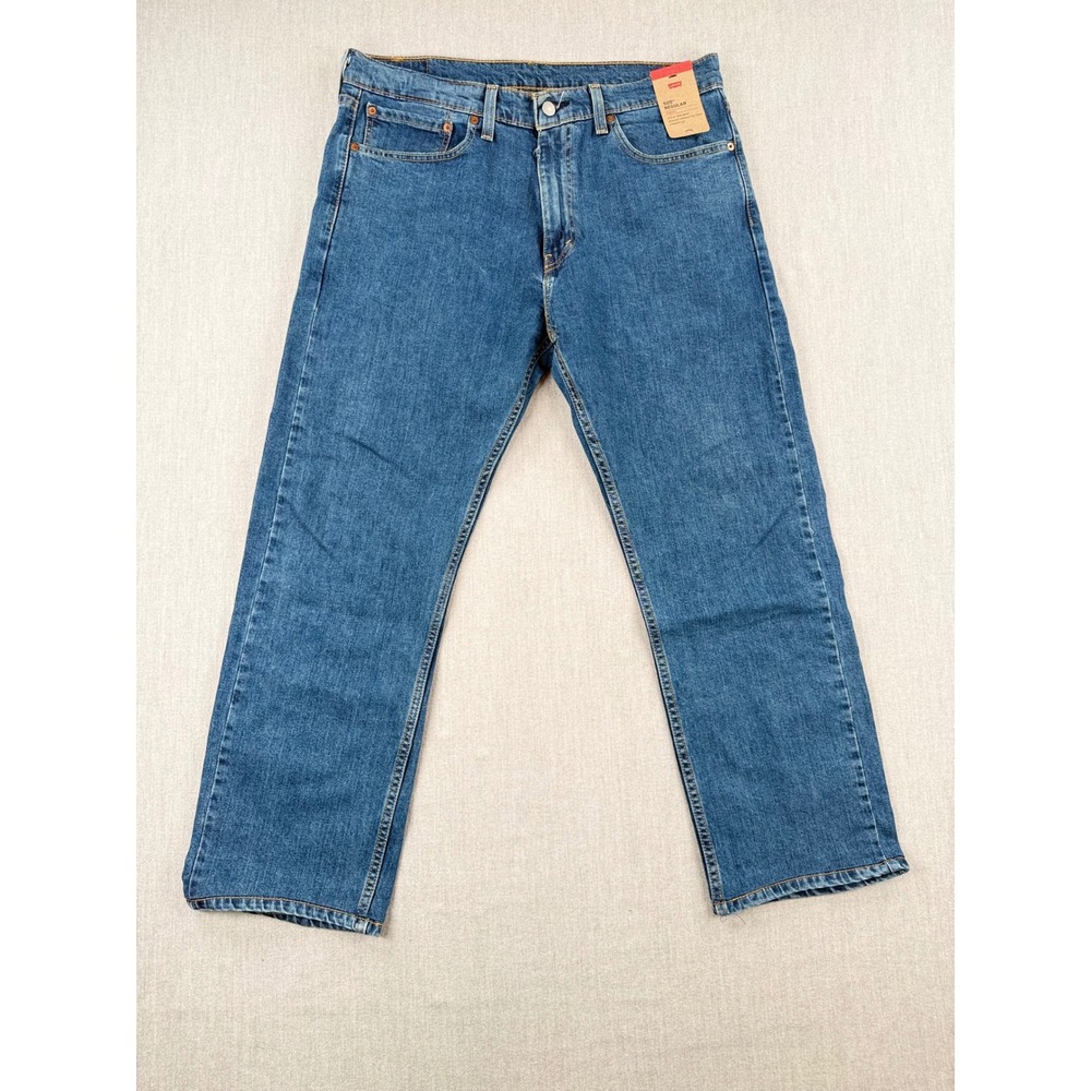 Levis 505 Regular Fit Stretch Jeans Mens 36x30 Medium Wash Straight Leg Denim